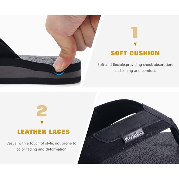 〽️Men\'s Flip Flop Sandal Ferrous Leather Slip On Arch Support Comfort Shoes main image 4